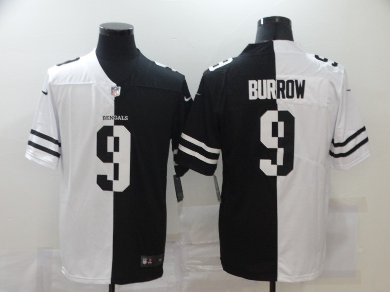 Men's Cincinnati Bengals Joe Burrow #9 Black/White Jersey